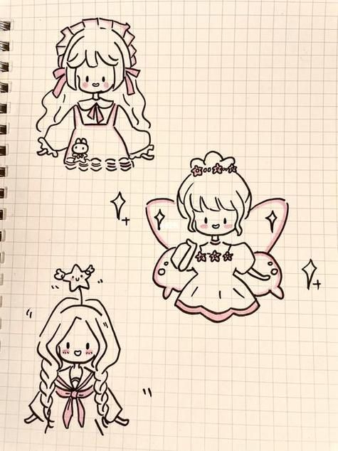 超萌版简笔画女孩