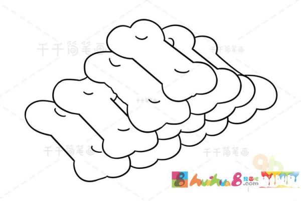 食品简笔画动物食品简笔画宠物食物简笔画狗狗骨头饼干简笔画