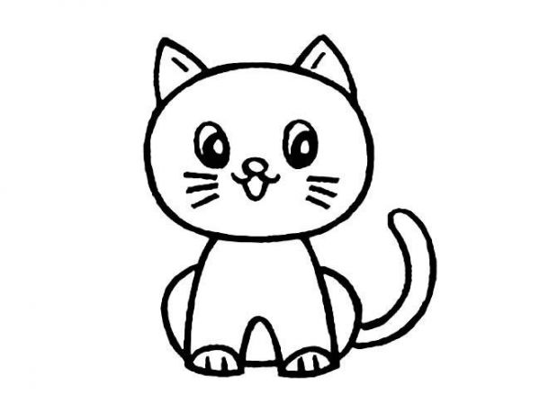 动物简笔画 卡通动漫可爱的猫咪简笔画图片 猫咪是非常常见的宠物了