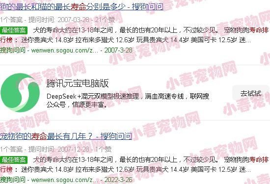 宠物猫寿命排行榜