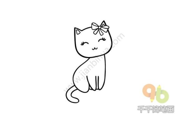 戴蝴蝶结的小猫简笔画步骤图宠物店的小猫那么可爱今天就让我们一