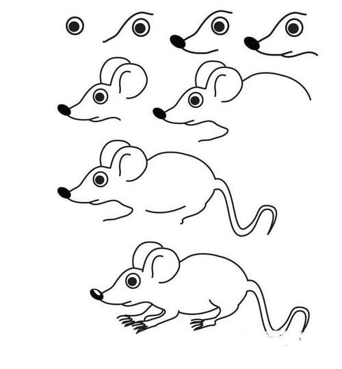 简笔画 动物简笔画 小老鼠儿童画图片可爱的小老鼠儿童绘画图集