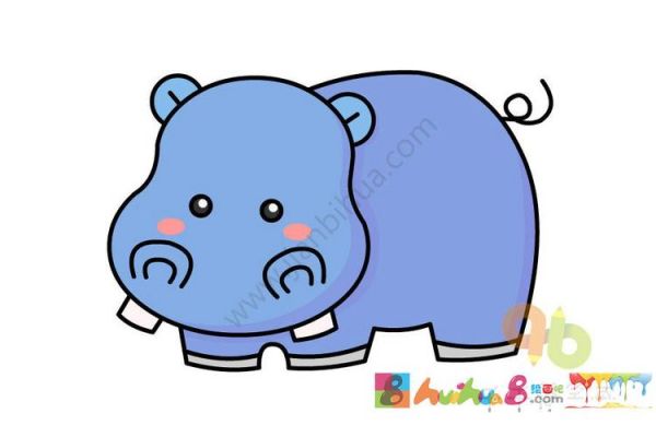 简单的河马简笔画怎么画简笔画教程绘画吧-画画