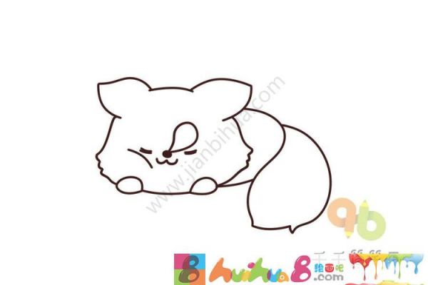 睡觉的小狐狸简笔画怎么画简笔画教程绘画吧-画画