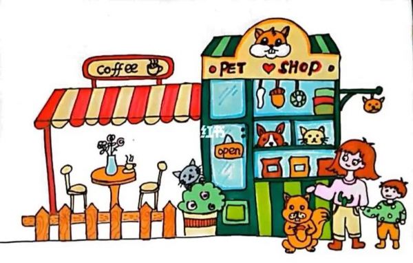 店铺儿童画宠物店创意儿童画