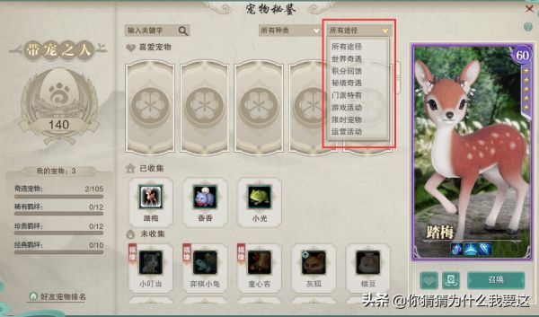 剑网三宠物大全及获取方式(剑网三宠物在哪里打开)？