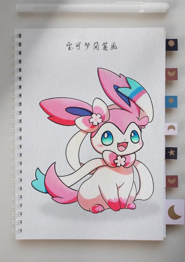 宝可梦简笔画今天画了一个仙仙的精灵伊布宝可梦有喜欢的吗抖音