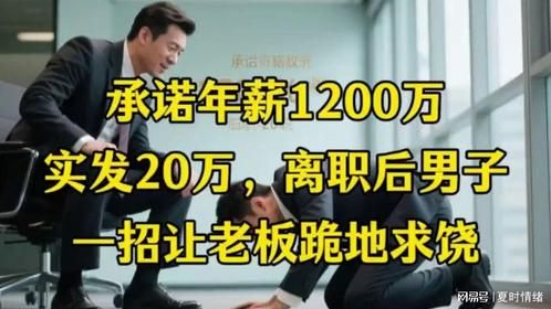 #承诺年薪1200万，实发20万，离职后男子一招让老板跪地求饶！