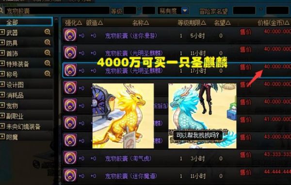 dnf宠物排行榜可交易