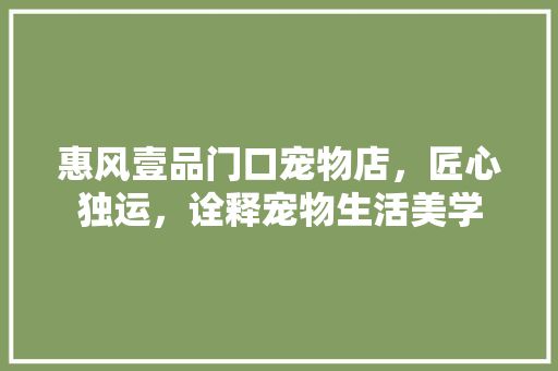 惠风壹品门口宠物店，匠心独运，诠释宠物生活美学 墙面材料