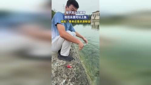 钳子叉上火腿肠，放在水里可以上鱼，网友：看来还是资源够强