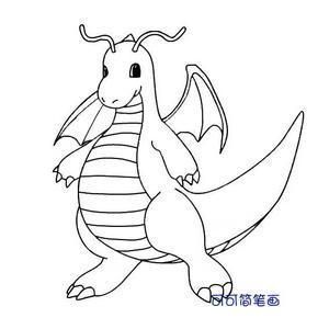 神奇宝贝快龙简笔画 卡通简笔画