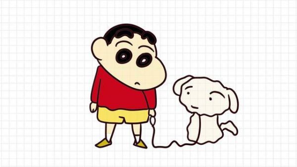 蜡笔小新简笔画画蜡笔小新和小白简笔画