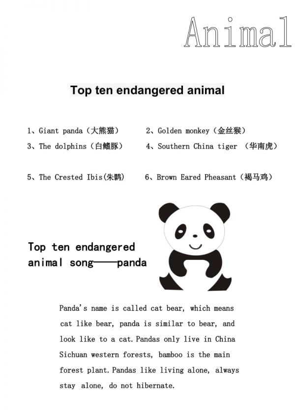 英语动物手抄报.doc_第1页