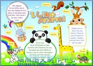 animal电子小报动物英语手抄报小学生动物外语板报画报模板1582