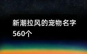 新潮拉风的宠物名字560个