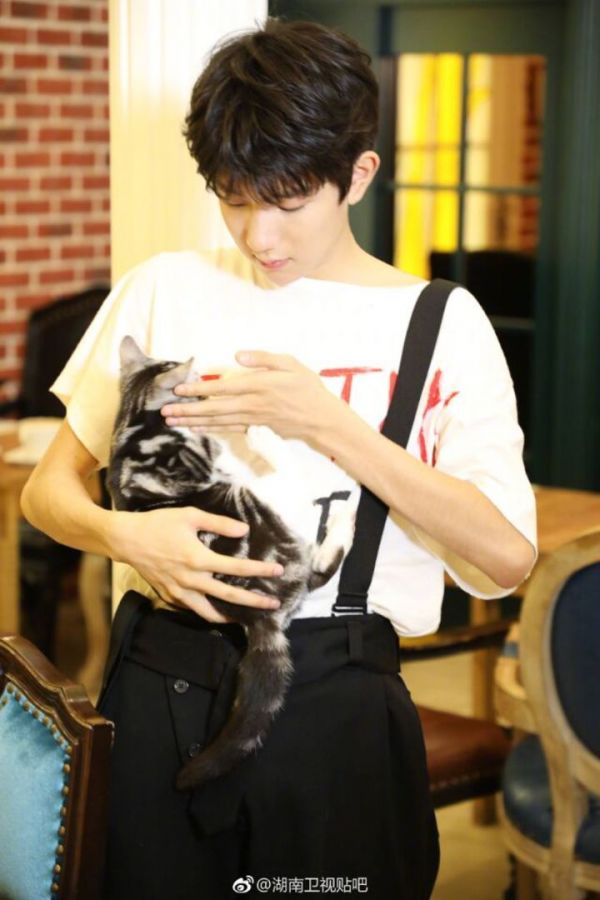 [TFBOYS][新闻]170612 王源今日拍摄《一日一LOOK》眼神温柔十分宠溺猫咪