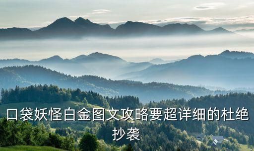 口袋妖怪白金图文攻略要超详细的杜绝抄袭