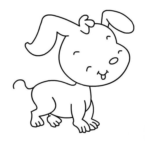 简笔画 动物简笔画 微笑的狗狗儿童画图片微笑的狗狗儿童绘画图集
