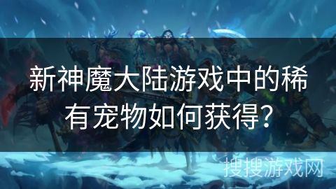 新神魔大陆游戏中的稀有宠物如何获得？