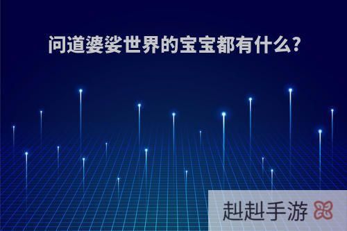 问道婆娑世界的宝宝都有什么?