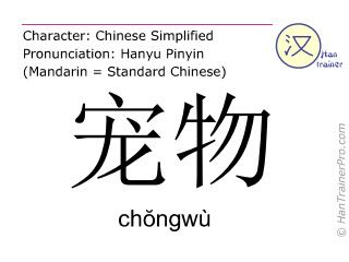 Chinese characters ( chongwu / chŏngwù ) with pronunciation (English translation: pet )
