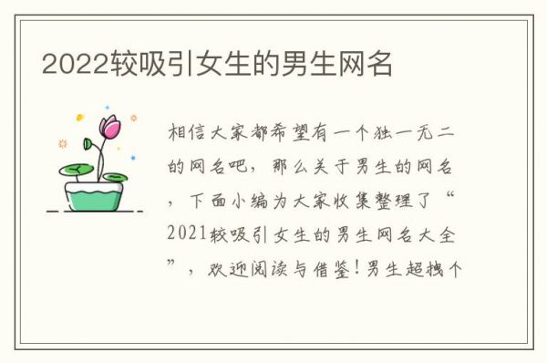 2022较吸引女生的男生网名