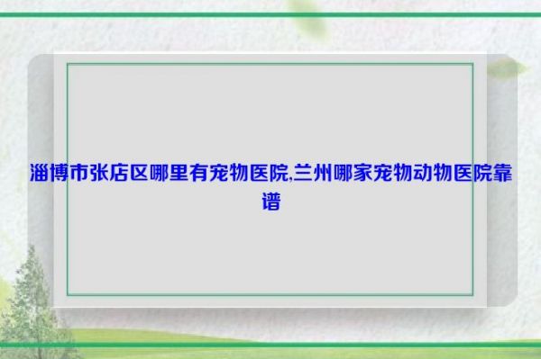 淄博市张店区哪里有宠物医院,兰州哪家宠物动物医院靠谱