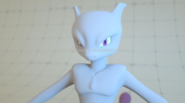 宠物小精灵—超梦C4D模型,有贴图,带骨骼绑定,Octane渲染