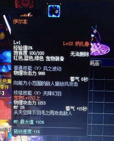 dnf伊尔本宠物属性是什么