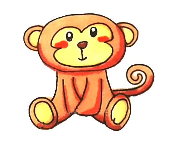 儿童简笔画小猴子画法步骤教学 中级简笔画教程-第1张