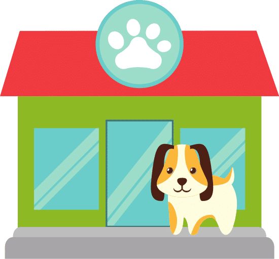 狗的宠物店矢量 dog at pet shop vector