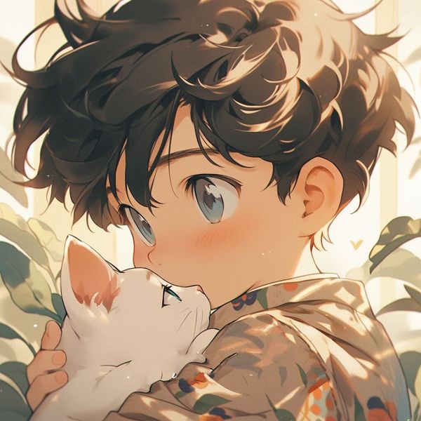 抱着猫咪的男生头像 | 可爱头像