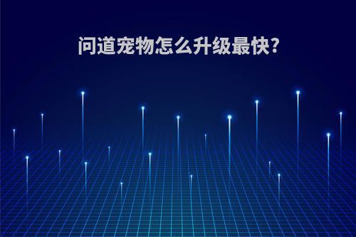 问道宠物怎么升级最快?