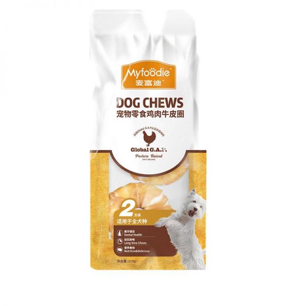 【rjm8.com狗狗用品13】宠物狗得细小是什么病：麦富迪狗零食磨牙棒牛皮圈大小型犬宠物金毛鸡胸肉泰迪甜甜圈225g1450