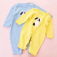 婴幼儿棒针生肖狗狗爬服编织视频（4-1）后片裤腿及身体部分织法
