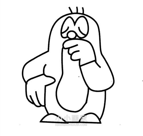 可爱卡通鼹鼠简笔画画法图片步骤步骤6