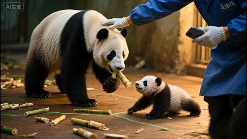 熊猫一掌推开宝宝后，才想起竟是自己亲生的，饲养员都乐疯了！