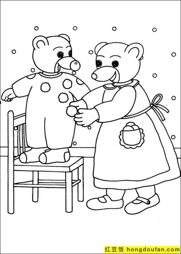 12张适合幼儿园小朋友的可爱的小棕熊卡通涂色简笔画-红豆饭小学生简笔画大全