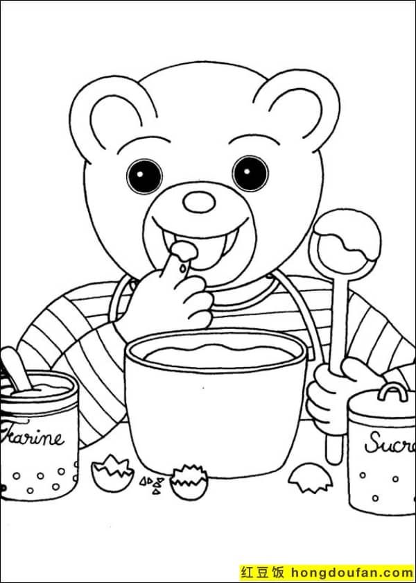 12张适合幼儿园小朋友的可爱的小棕熊卡通涂色简笔画-红豆饭小学生简笔画大全