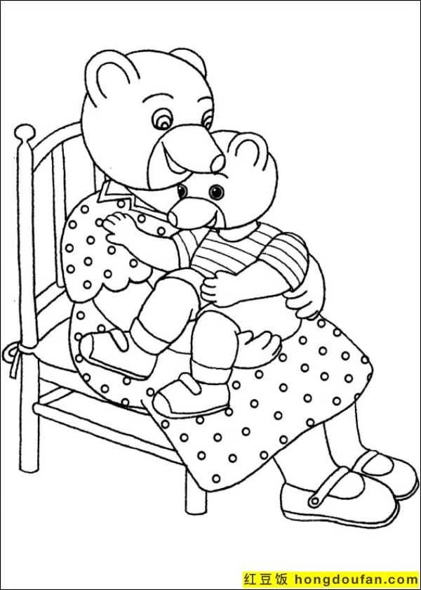 12张适合幼儿园小朋友的可爱的小棕熊卡通涂色简笔画-红豆饭小学生简笔画大全