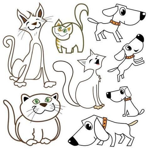 小猫小狗骨头简笔画卡通可爱小狗头像简笔画图片大全小猫和小狗简笔画