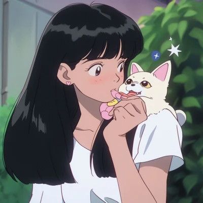 可爱抱宠物女生动漫头像图片