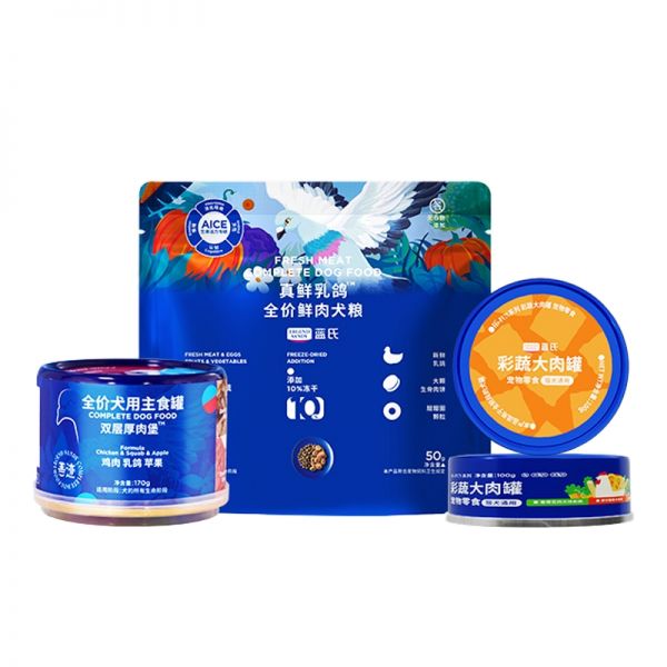 【rjm8.com狗狗用品33】宠物狗常见病及治疗：【尝鲜试吃】蓝氏狗粮狗零食冻干狗罐头犬磨牙狗零食组合泰迪柯基5630