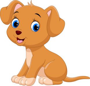 漫画卡通小猎犬可爱的小狗卡通在白色背景下隔离照片