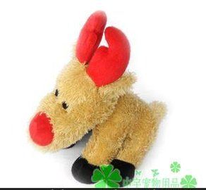 厂家直销 宠物用品 新款 圣诞毛草绒坐鹿8“发声玩具 供应狗玩具