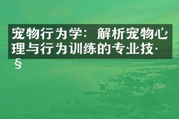 宠物行为学:解析宠物心理与行为训练的专业技巧