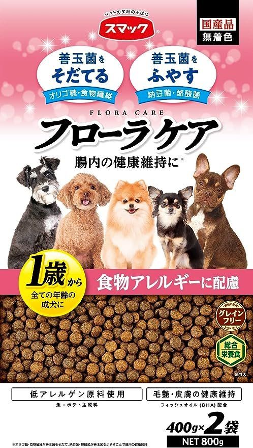 SMACK FLORA CARE DOG 成犬用狗粮 避孕 绝育犬 去势犬用狗粮 低过敏原料 防过敏狗粮 老年犬专用狗粮 狗食 800g商品描述