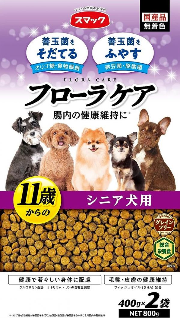 SMACK FLORA CARE DOG 成犬用狗粮 避孕 绝育犬 去势犬用狗粮 低过敏原料 防过敏狗粮 老年犬专用狗粮 狗食 800g商品描述