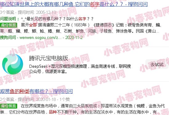 鱼的种类大全及名字